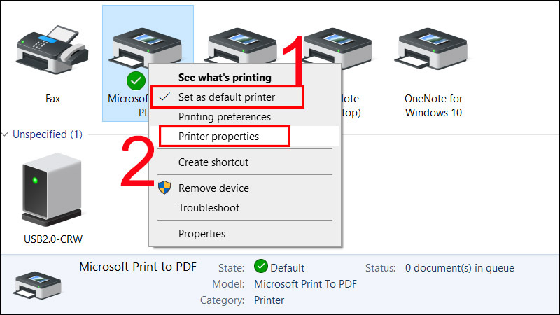 Chọn Printer properties