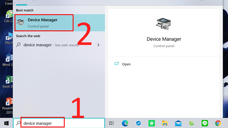 Gõ từ khóa “device manager”