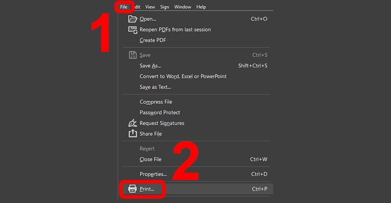 Chọn File > Print.