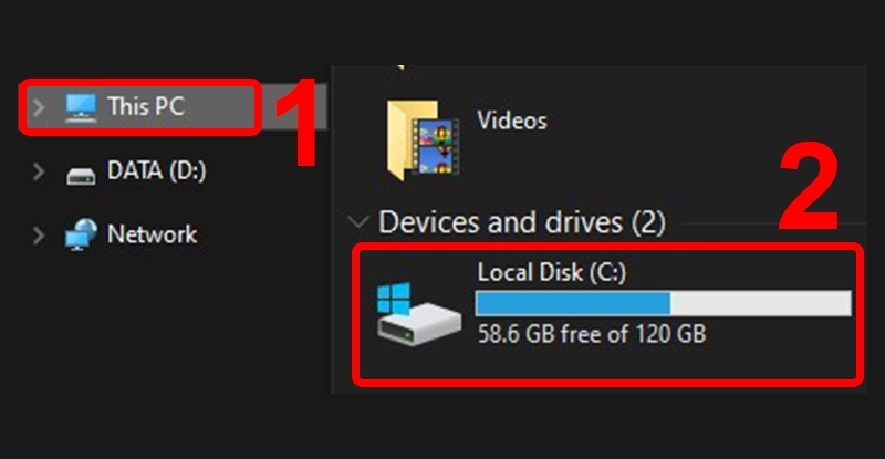 Mở This PC > Local Disk (C:)