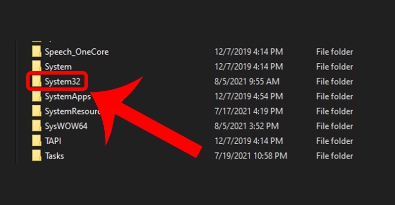 Bấm chọn System32