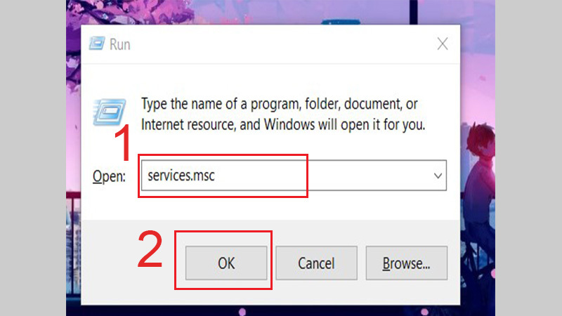 Nhập câu lệnh services.msc