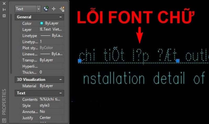 Lỗi font chữ trong CAD