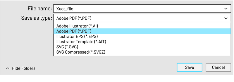 Chọn Adobe PDF (*.PDF) để lưu file dưới định dạng PDF